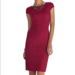 WHBM Red Cap Sleeve Ponte Sheath Dress